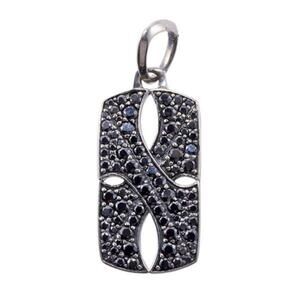 David Yurman Sterling Silver Armory Tag Amulet with Pavé Black Diamonds